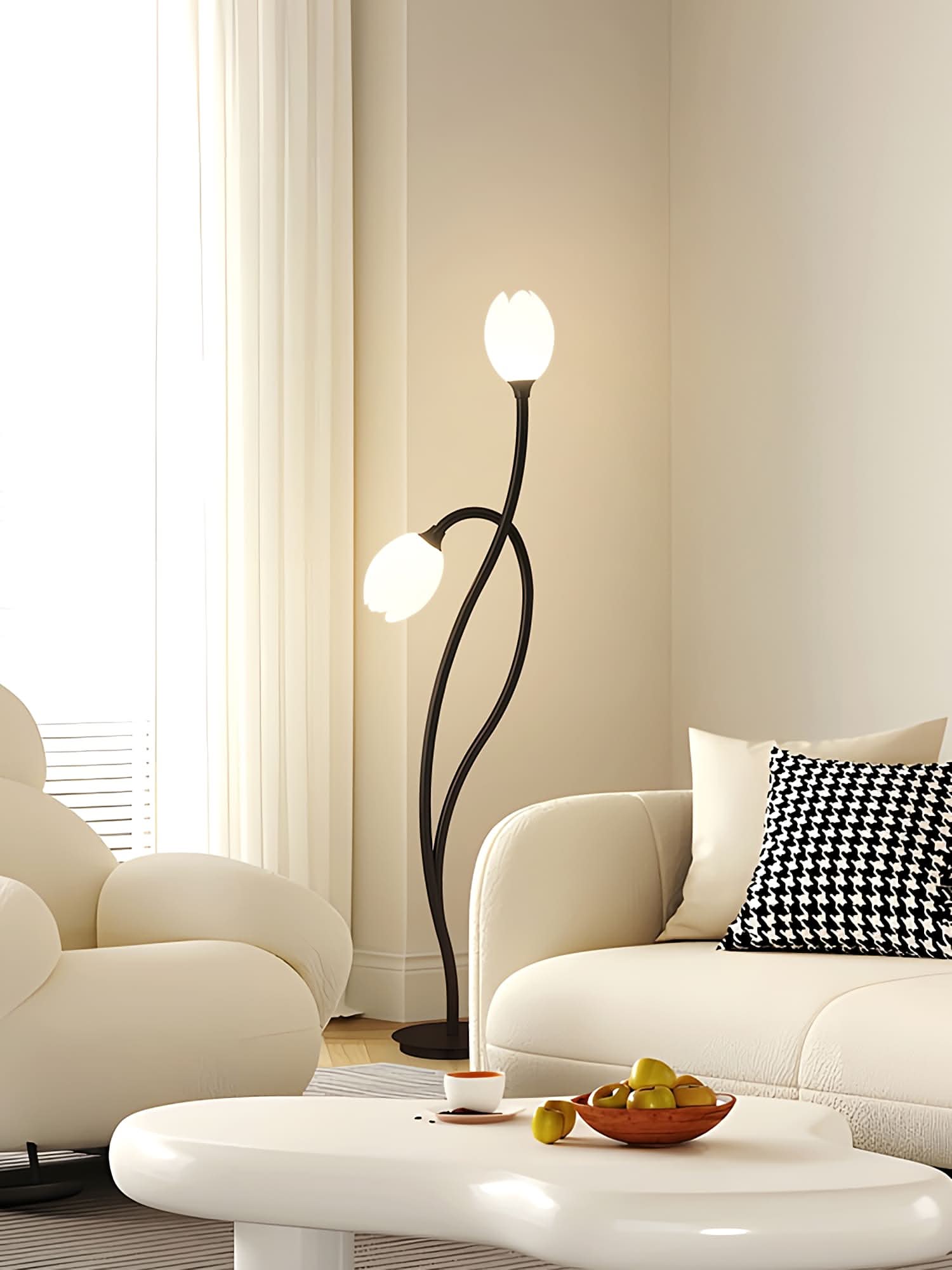 Contemporary Floral Floor Lamp for Living Room Lighting