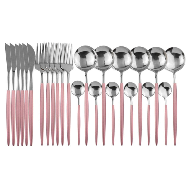 24-Piece Stainless Steel Cutlery Set for Sophisticated Dining