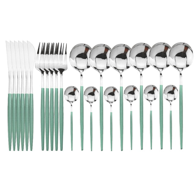 24-Piece Stainless Steel Cutlery Set for Sophisticated Dining