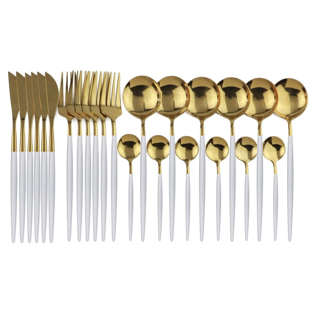 24-Piece Stainless Steel Cutlery Set for Sophisticated Dining