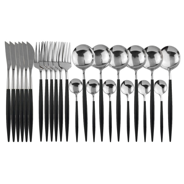 24-Piece Stainless Steel Cutlery Set for Sophisticated Dining