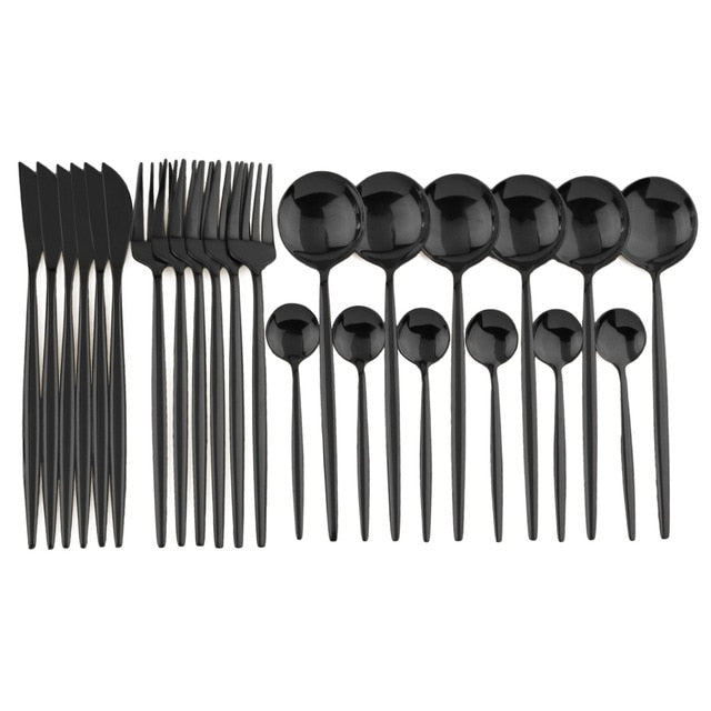 24-Piece Stainless Steel Cutlery Set for Sophisticated Dining