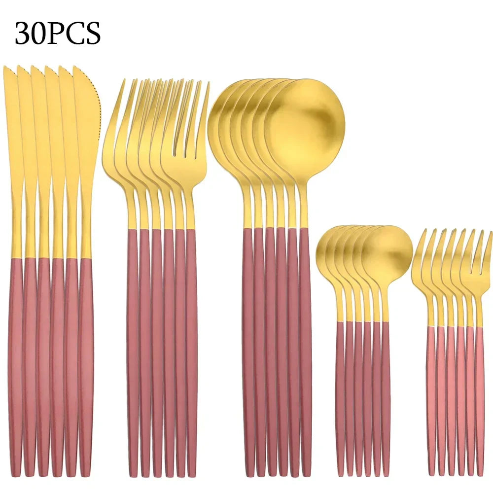 30-Piece Stainless Steel Flatware Set for Stylish Dining