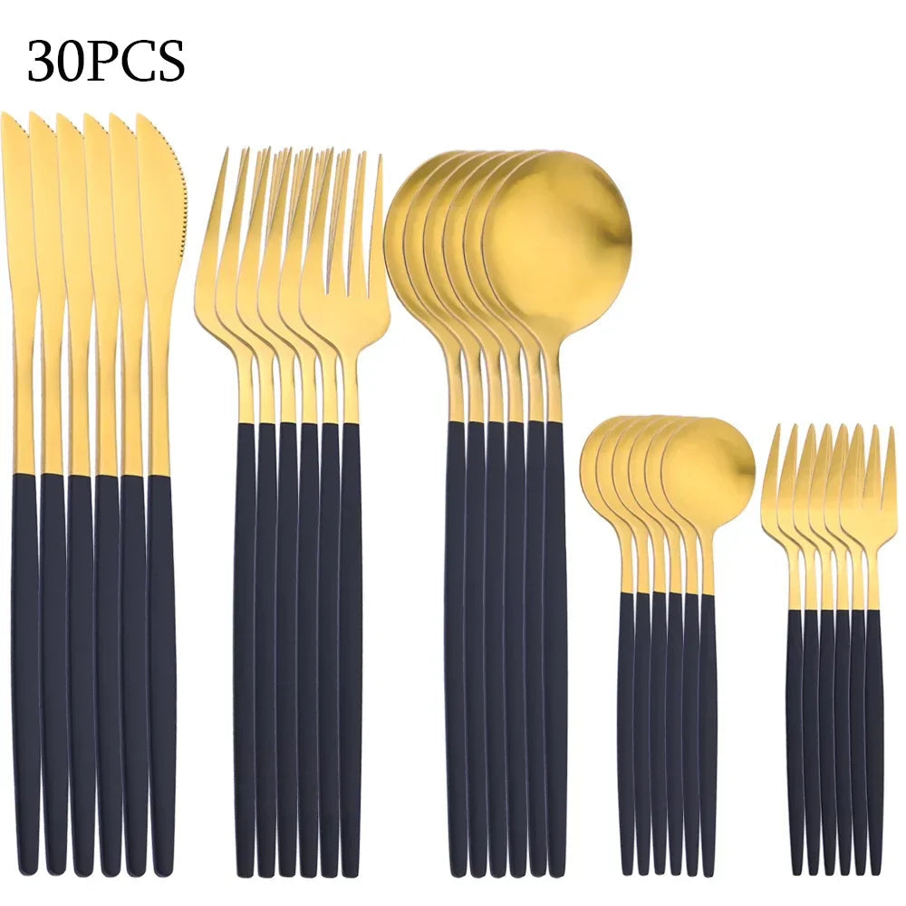 30-Piece Stainless Steel Flatware Set for Stylish Dining