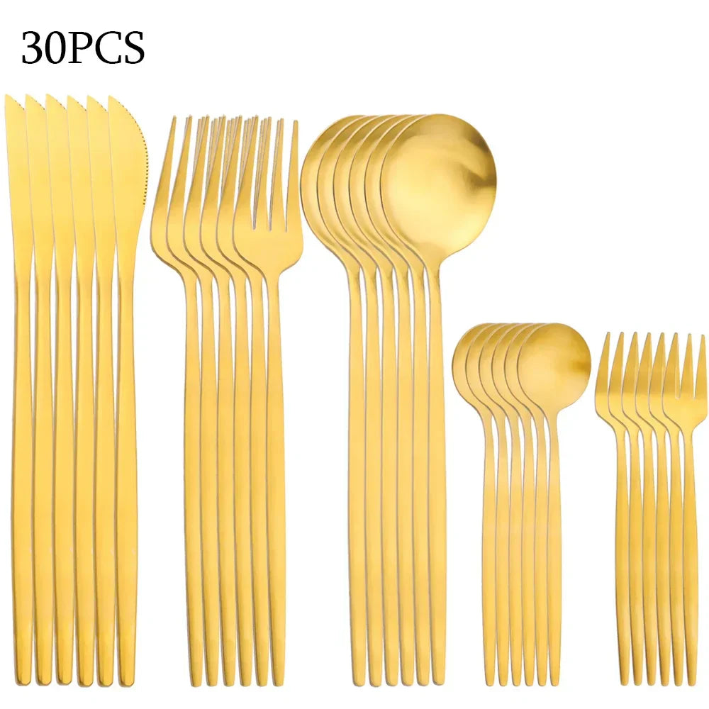 30-Piece Stainless Steel Flatware Set for Stylish Dining