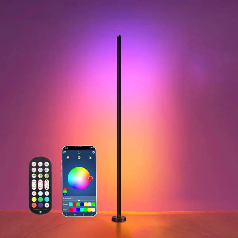 Smart Control RGB LED Floor Lamp in Black Design