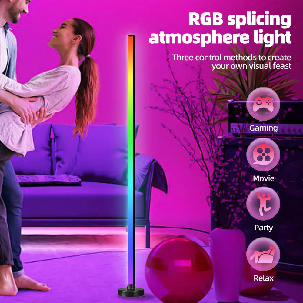 Smart Control RGB LED Floor Lamp in Black Design