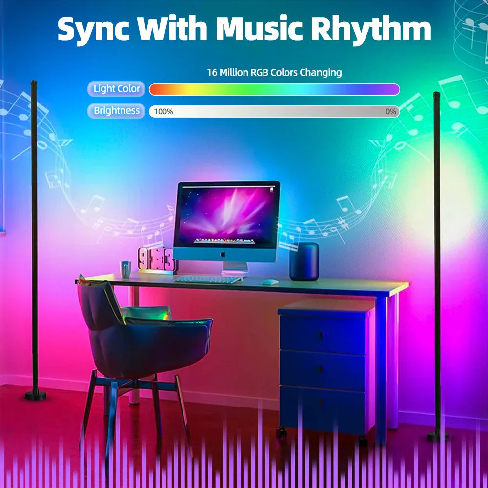 Smart Control RGB LED Floor Lamp in Black Design