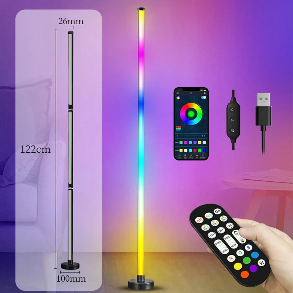 Smart Control RGB LED Floor Lamp in Black Design