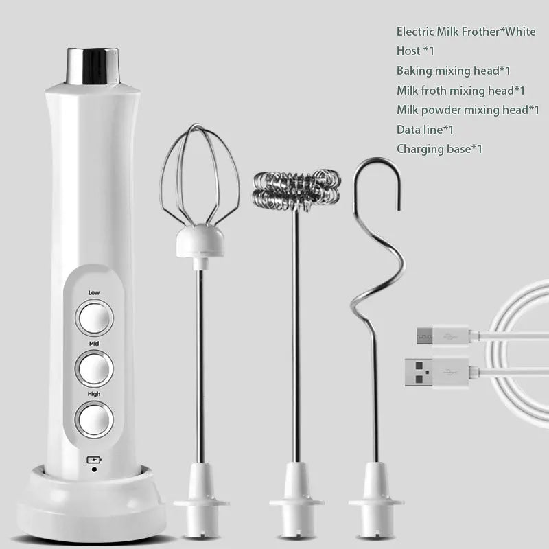 Rechargeable Stainless Steel Milk Frother – High-Speed Foam Maker