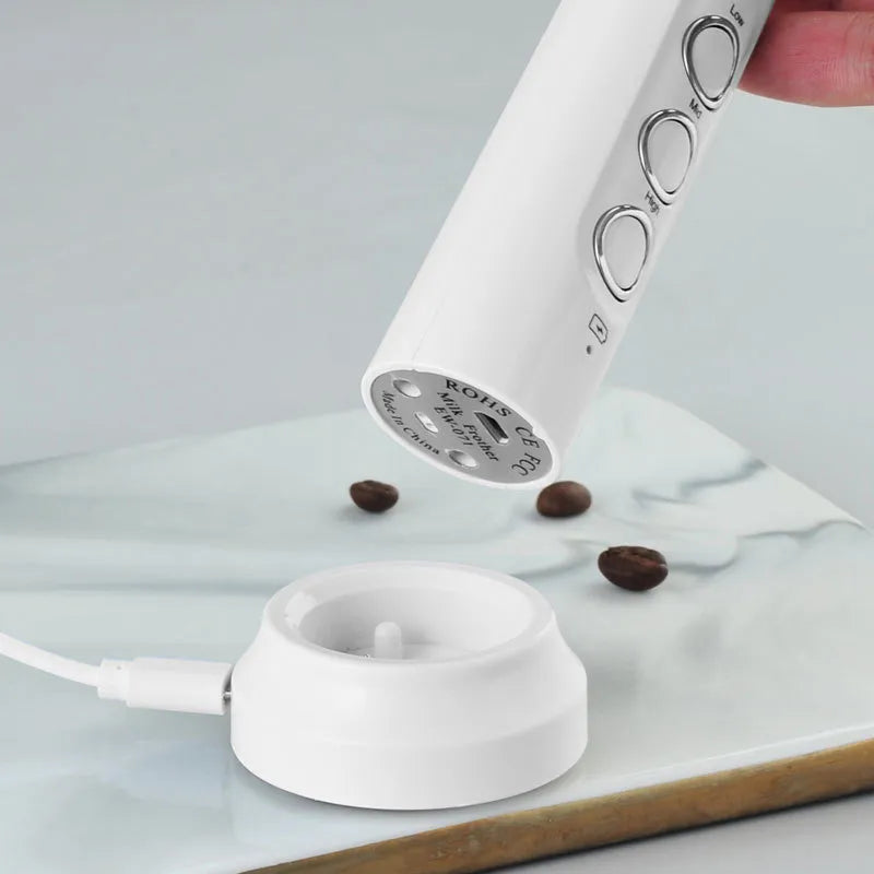 Rechargeable Stainless Steel Milk Frother – High-Speed Foam Maker