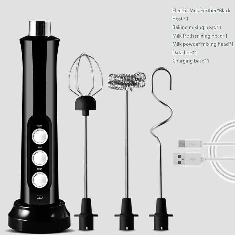 Rechargeable Stainless Steel Milk Frother – High-Speed Foam Maker