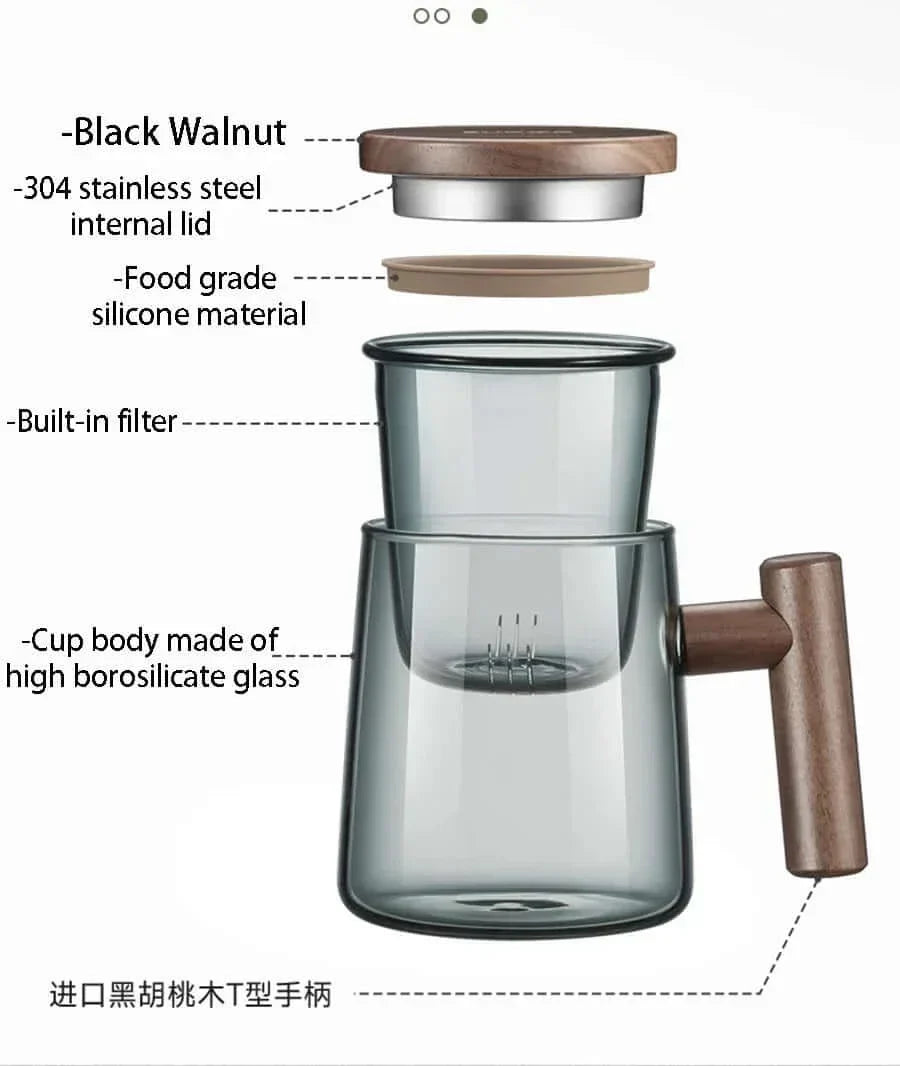 Elegant Heat-Resistant Glass Tea Cup Set with Strainer and Lid