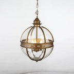 Industrial Globe Hanging Light Fixture - Vintage Glass Pendant