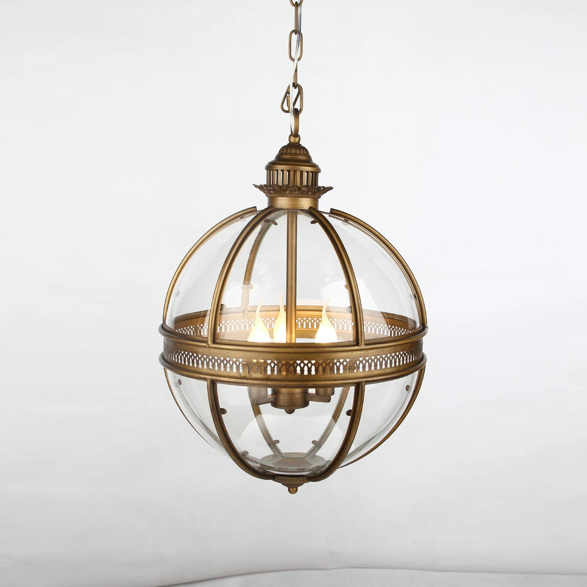Industrial Globe Hanging Light Fixture - Vintage Glass Pendant