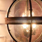 Industrial Globe Hanging Light Fixture - Vintage Glass Pendant