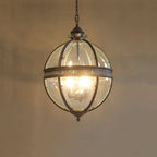 Industrial Globe Hanging Light Fixture - Vintage Glass Pendant