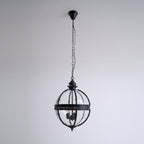 Industrial Globe Hanging Light Fixture - Vintage Glass Pendant