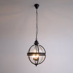 Industrial Globe Hanging Light Fixture - Vintage Glass Pendant