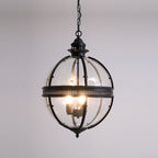 Industrial Globe Hanging Light Fixture - Vintage Glass Pendant