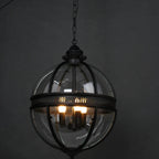 Industrial Globe Hanging Light Fixture - Vintage Glass Pendant