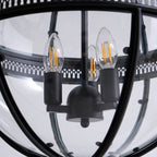 Industrial Globe Hanging Light Fixture - Vintage Glass Pendant