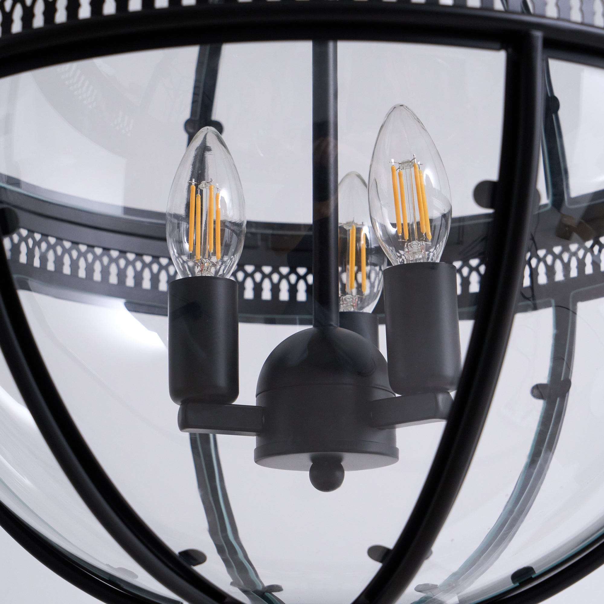 Industrial Globe Hanging Light Fixture - Vintage Glass Pendant
