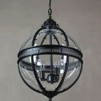Industrial Globe Hanging Light Fixture - Vintage Glass Pendant