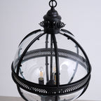 Industrial Globe Hanging Light Fixture - Vintage Glass Pendant