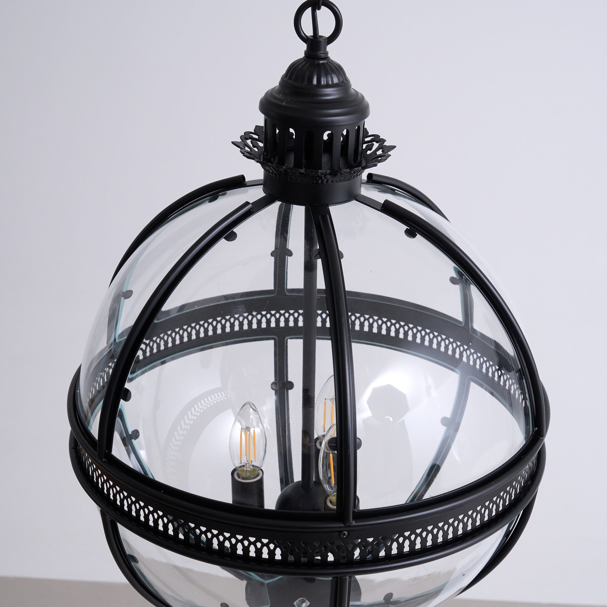 Industrial Globe Hanging Light Fixture - Vintage Glass Pendant