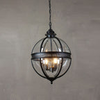 Industrial Globe Hanging Light Fixture - Vintage Glass Pendant