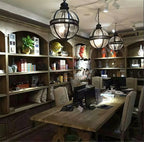 Industrial Globe Hanging Light Fixture - Vintage Glass Pendant