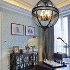 Industrial Globe Hanging Light Fixture - Vintage Glass Pendant