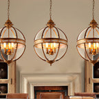 Industrial Globe Hanging Light Fixture - Vintage Glass Pendant