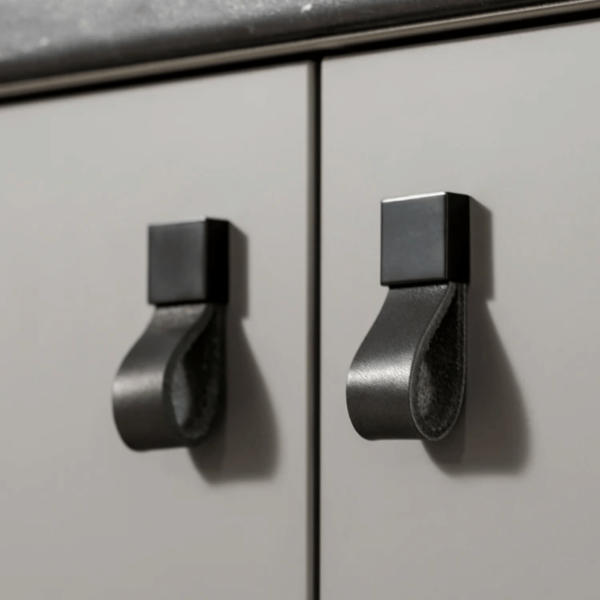 Sophisticated Leather and Metal Cabinet Pull