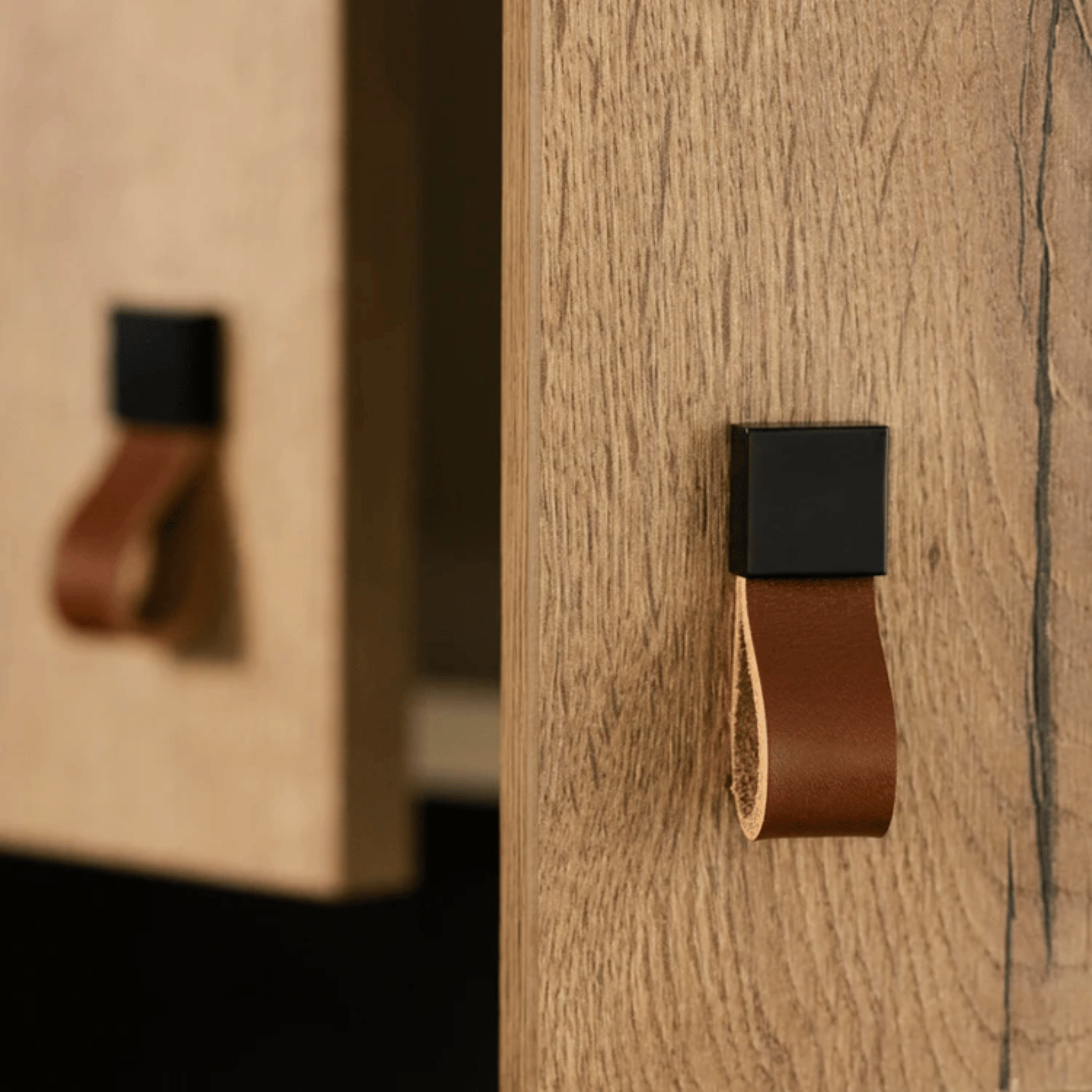 Sophisticated Leather and Metal Cabinet Pull
