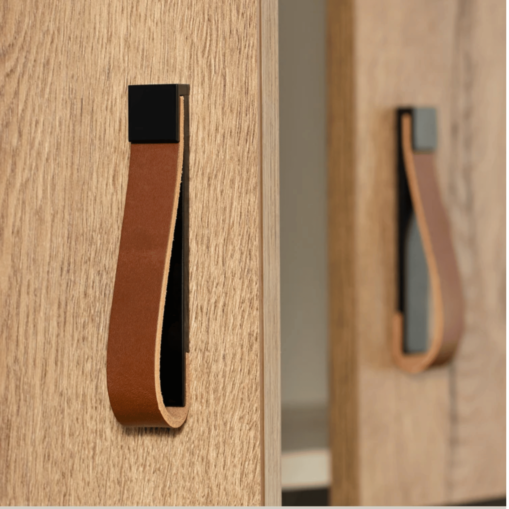 Sophisticated Leather and Metal Cabinet Pull