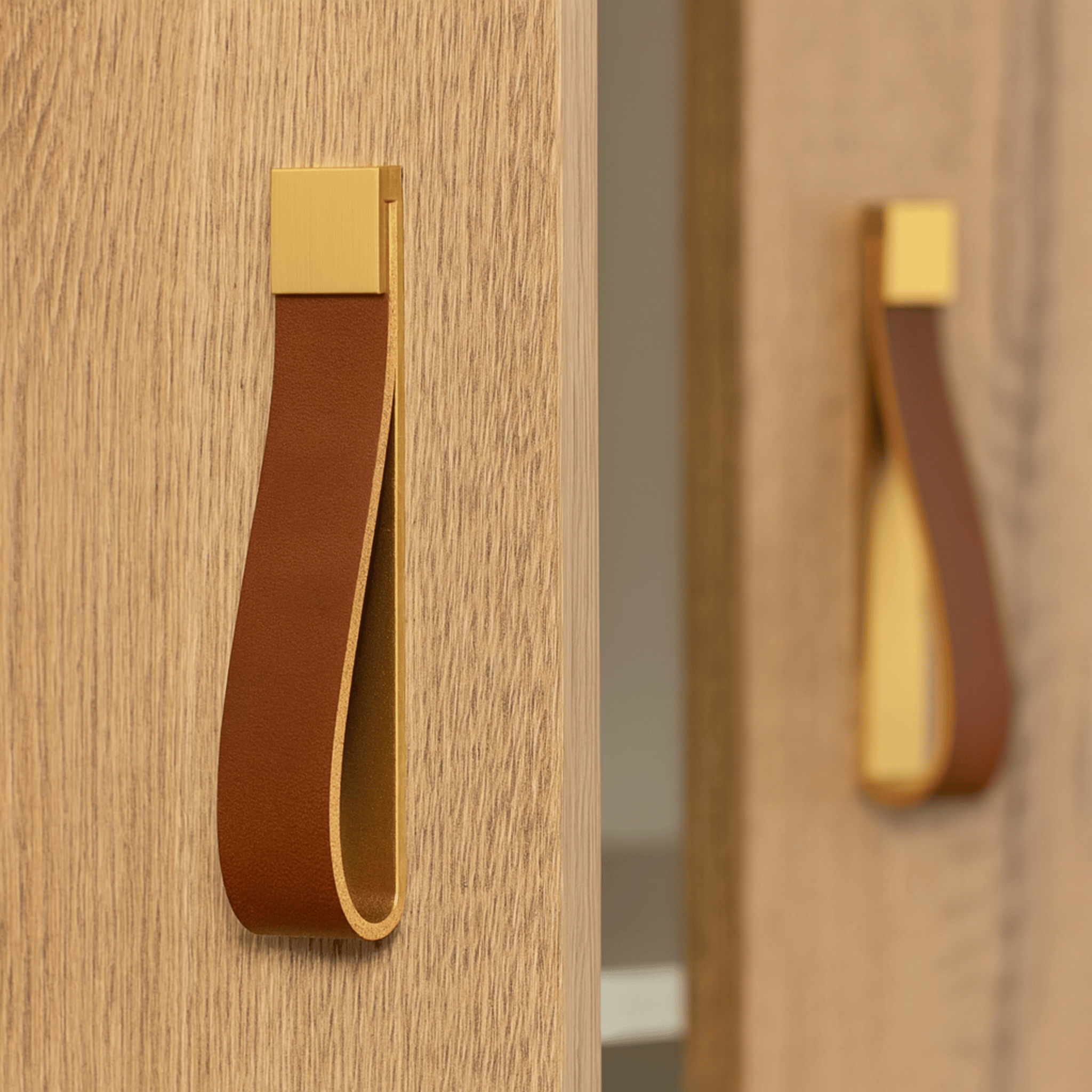 Sophisticated Leather and Metal Cabinet Pull