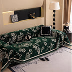 Soft Chenille Sofa Cover in Bohemian Paisley Design