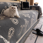 Soft Chenille Sofa Cover in Bohemian Paisley Design