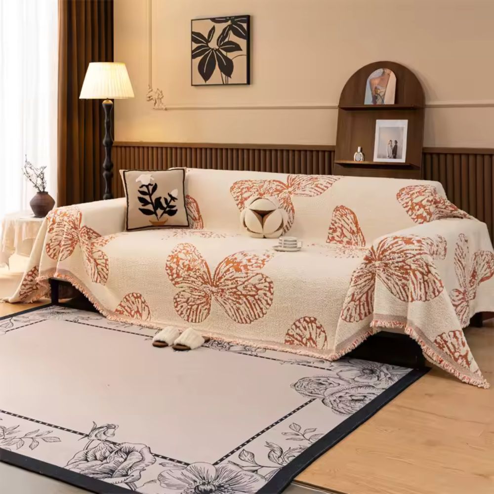 Butterfly Patterned Soft Microfiber Sofa Protector
