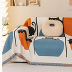 Chenille Sofa Cover with Cat Design - Versatile Use