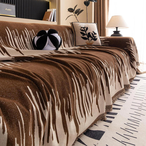 Chenille Sofa Slipcover – Contemporary Brushstroke Pattern, Pet-Proof