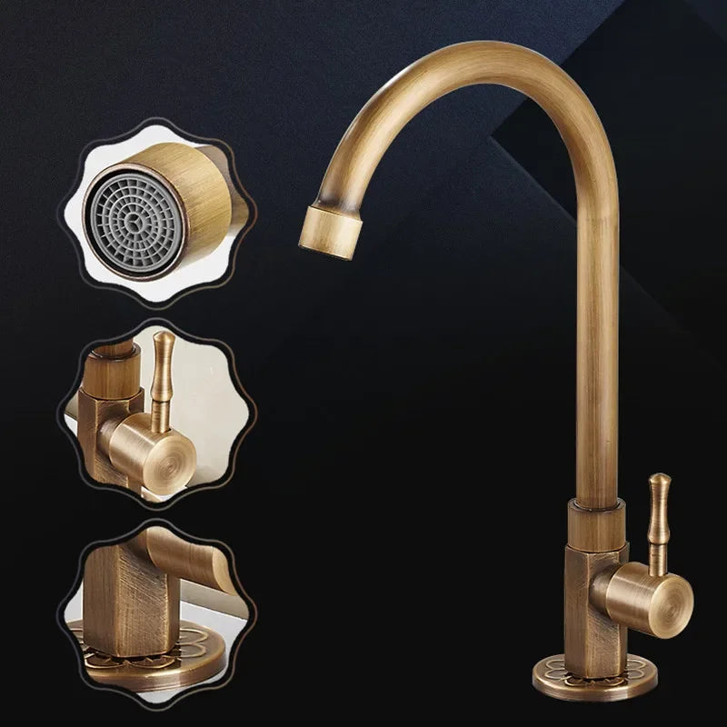 Gooseneck Kitchen Faucet in Retro Style