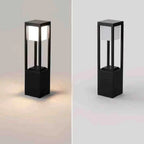 LED-Illuminated Black Square Solar Garden Light Fixture