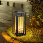 Black Cage Design Solar Lamp for Outdoor Post Illumination