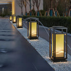 Black Cage Design Solar Lamp for Outdoor Post Illumination