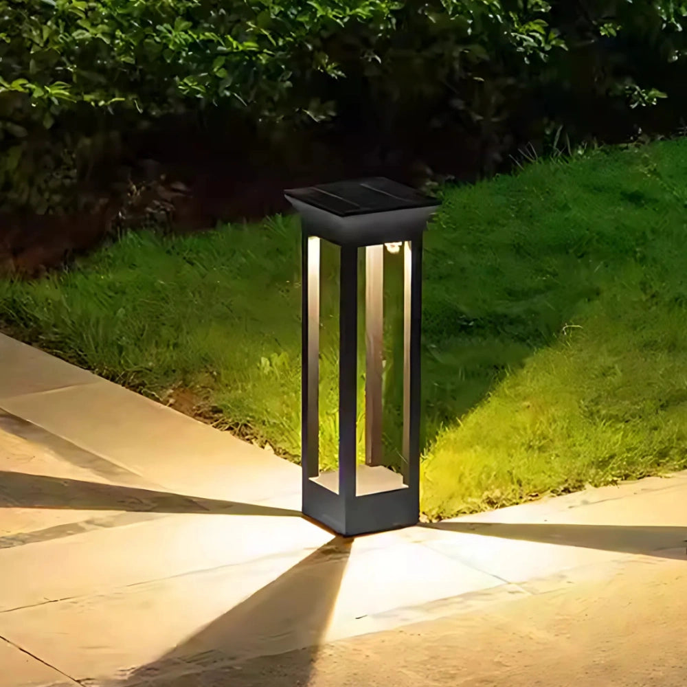 Square Frame Solar Bollard Light with Dusk Sensor