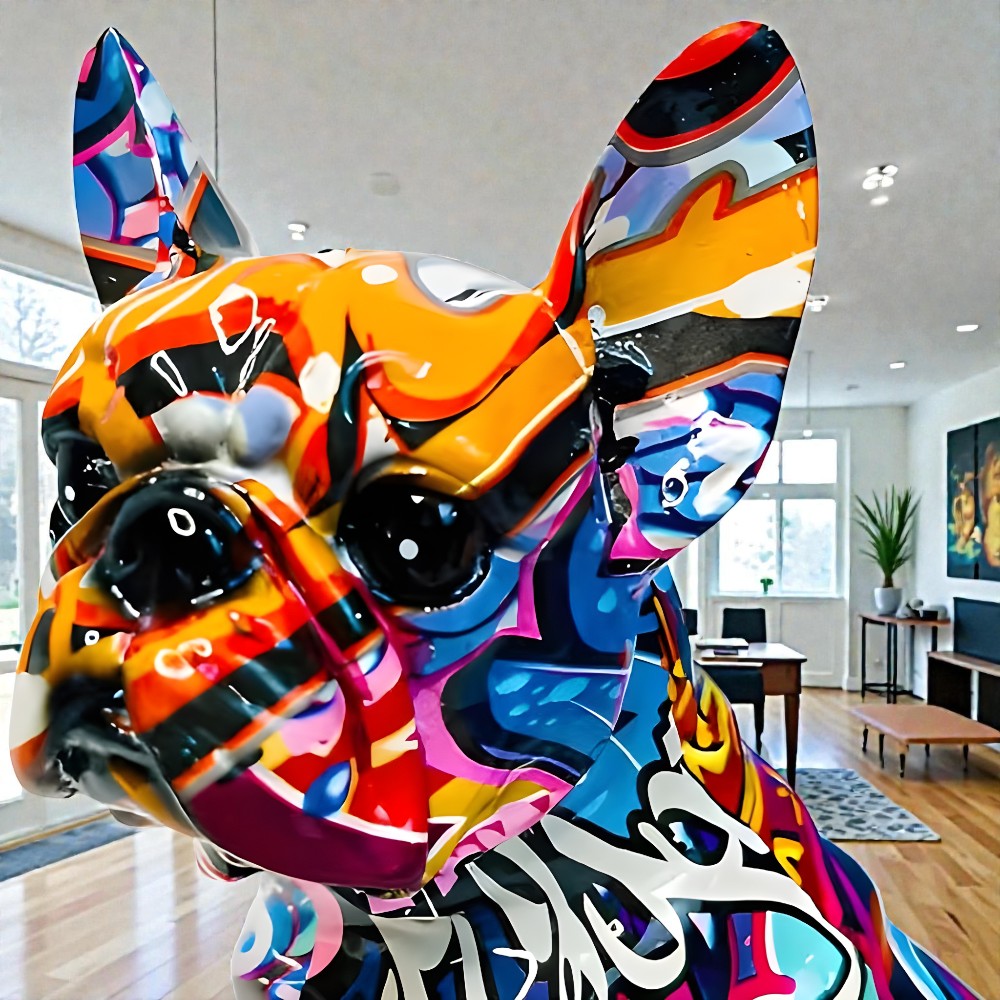 Modern Resin Bully Statue - Vibrant Colors and Unique Design