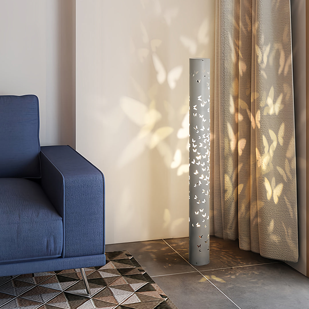 Ambient Projection Column Lamp – Black and White Butterfly Floor Light